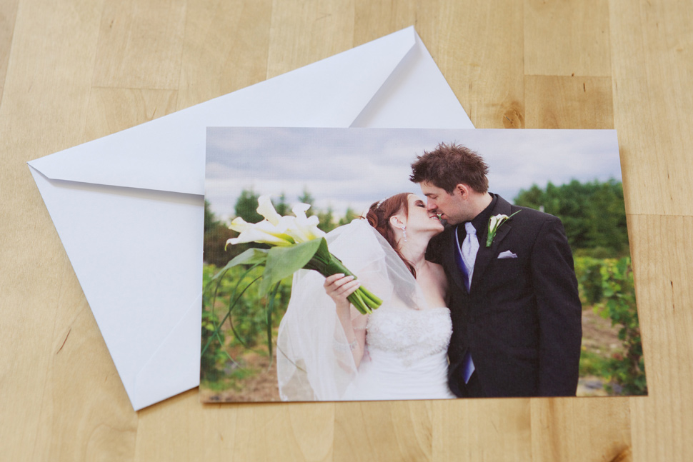 Wedding thank you card with white envelope