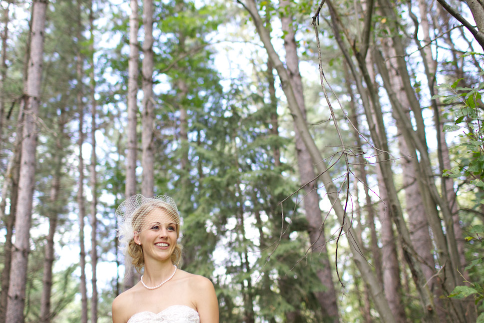 Beautiful bride in the forest.