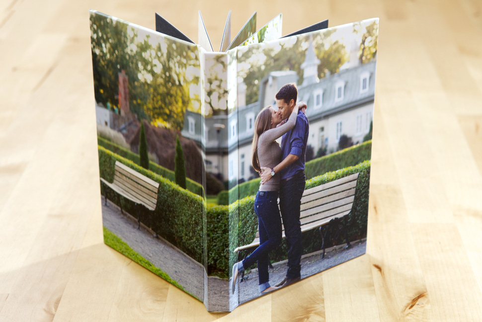 Beautiful press printed book featuring an engagement session.