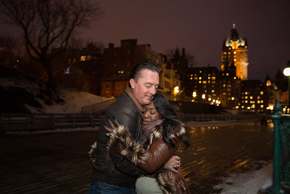 Romantic marriage proposal in Quebec City.