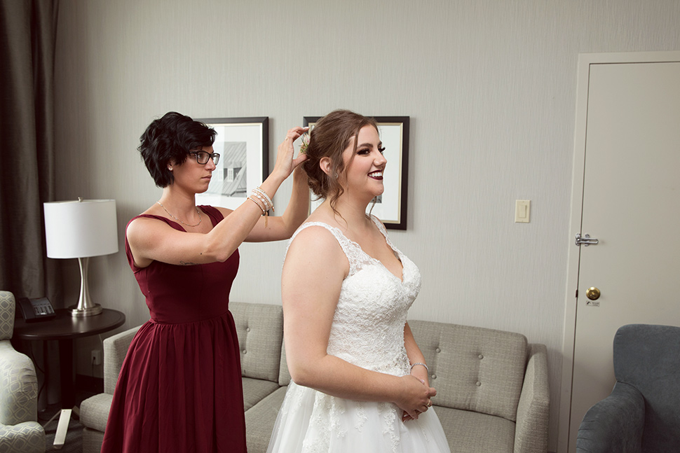 Maid of honor with bride.